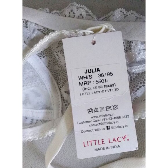 LITTLE LACY India Julia White Wire Free Lace Bra Bralette 38"/95 PVT Ltd NWT - Picture 9 of 12